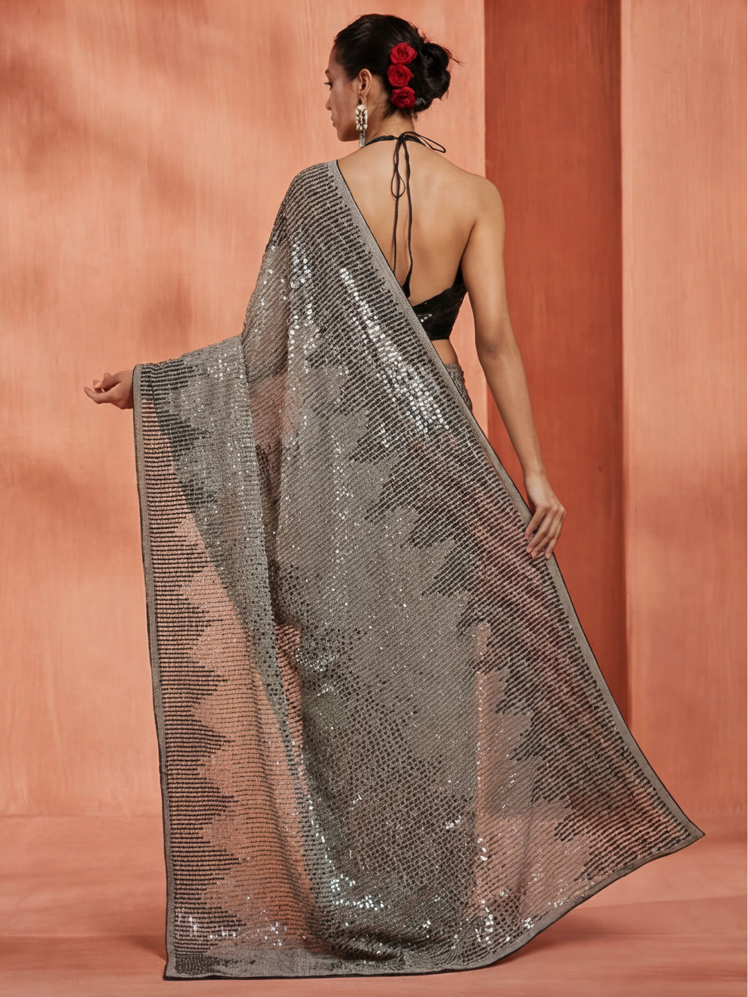 Pure Georgette Embellished Embroidered Work Heavy Saree