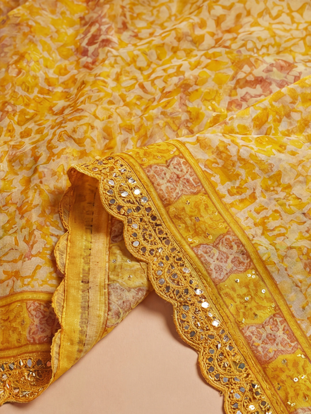 Sequin Embellished Tiger Printed Chiffon Saree