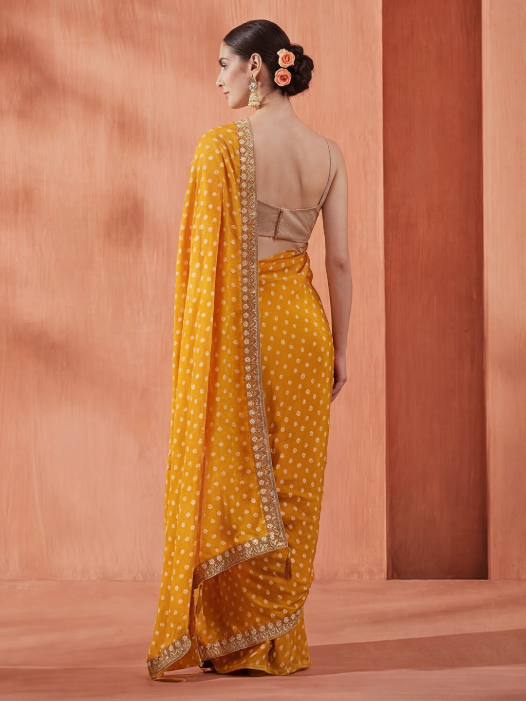 Fancy Chinon Printed With Embroidered Lace Saree