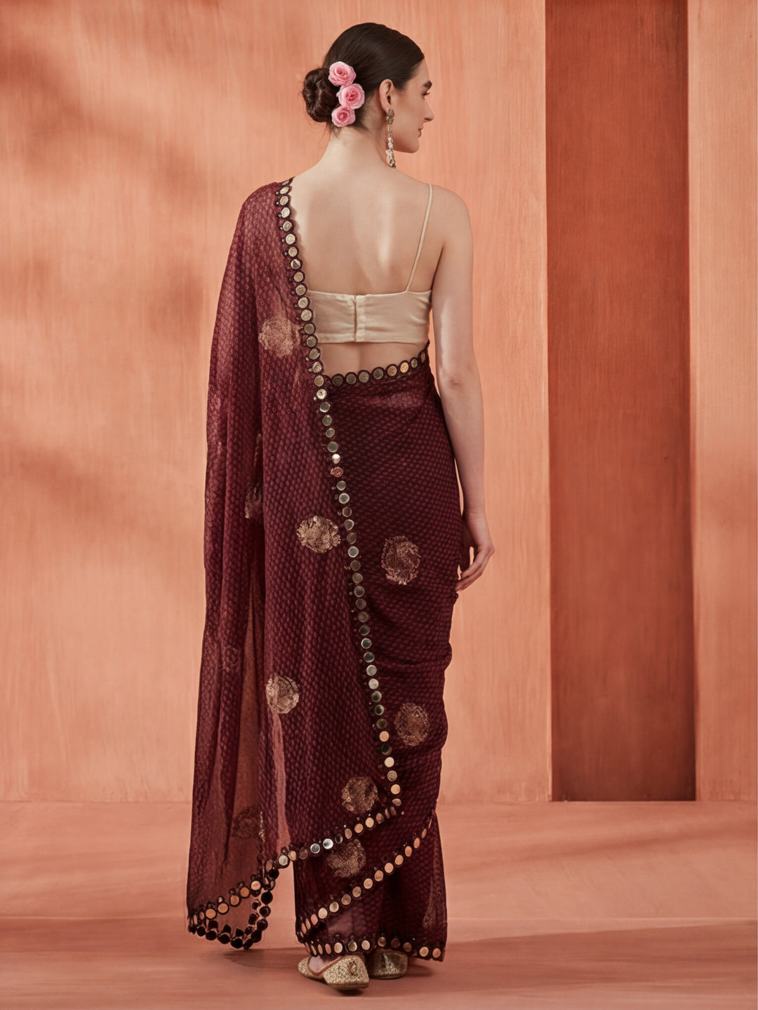 Pure Georgette Patola Mirror Foil Printed Violet Saree