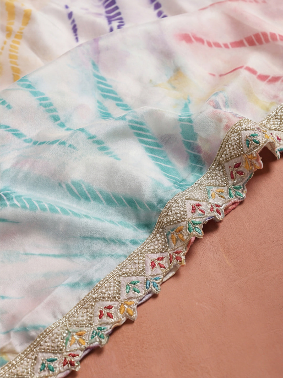 Multicolor Tie-Dye Satin Saree