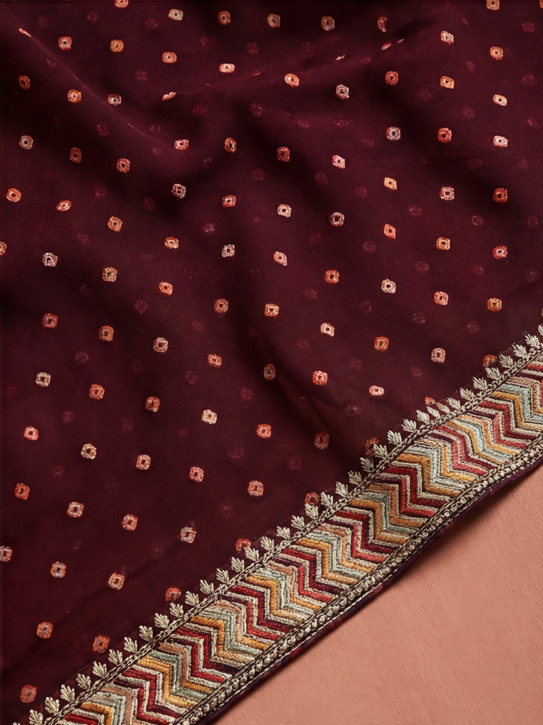 Violet Bandhani Embroidered Pure Georgette Saree