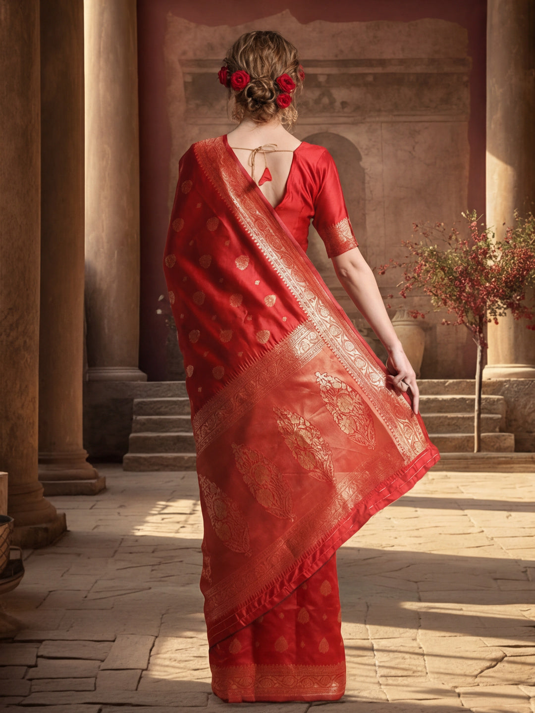 Heavy Banarasi Zari Woven Silk Blend Saree