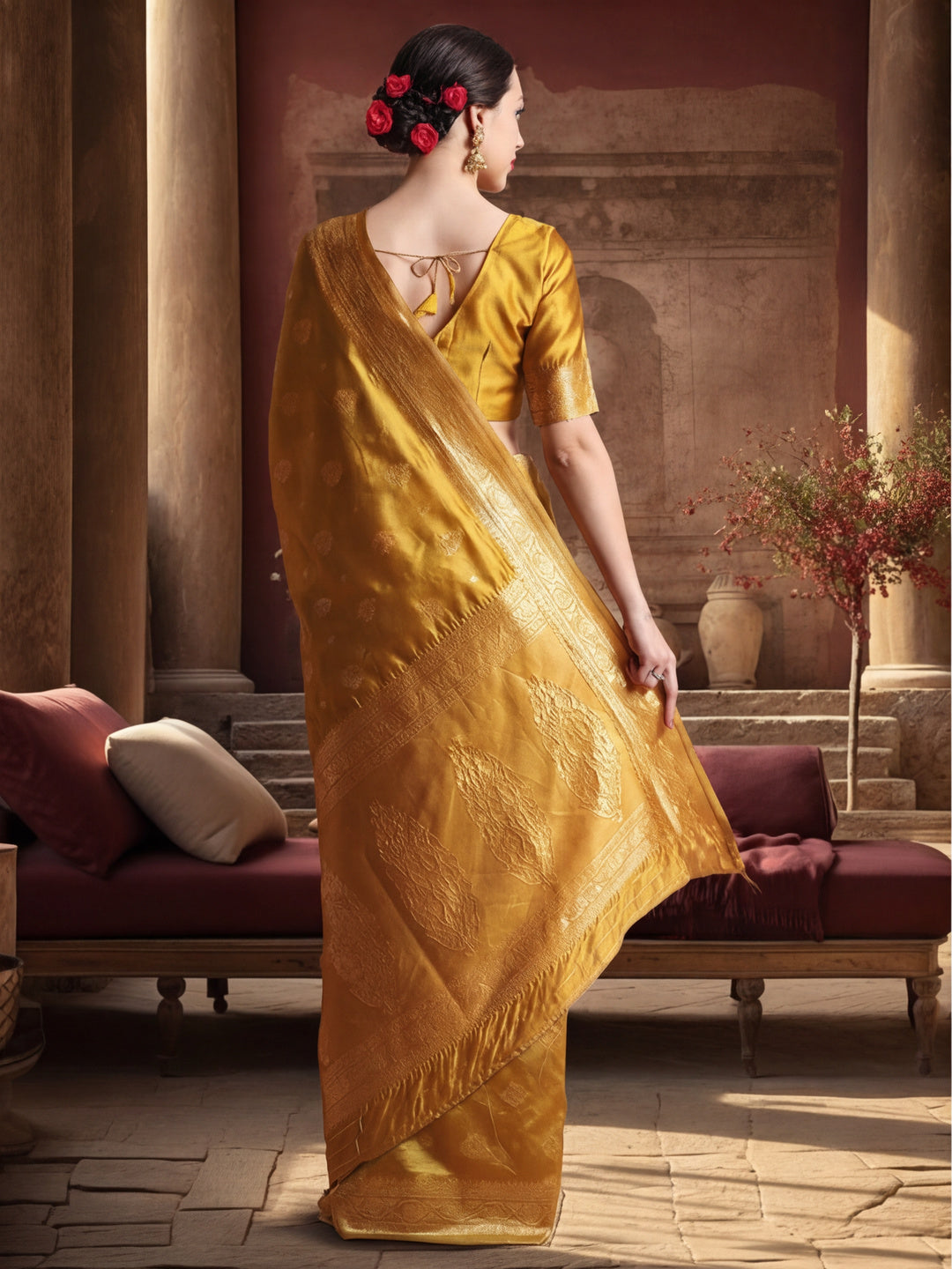 Heavy Banarasi Zari Woven Silk Blend Saree