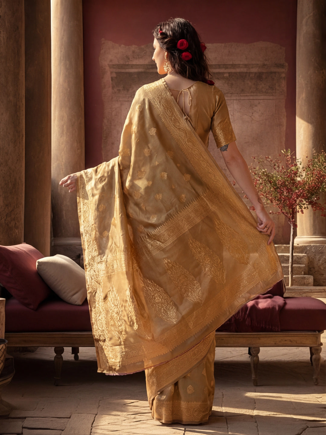 Heavy Banarasi Zari Woven Silk Blend Saree