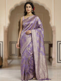 Lovely Lavender Banarasi Silk Saree with Weaving Work