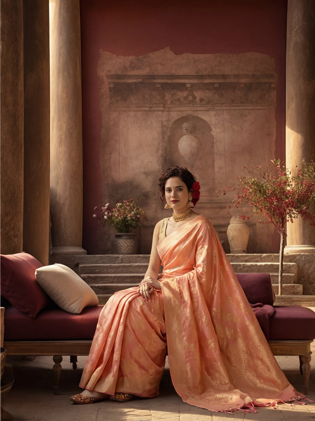 Heavy Banarasi Zari Woven Silk Blend Saree