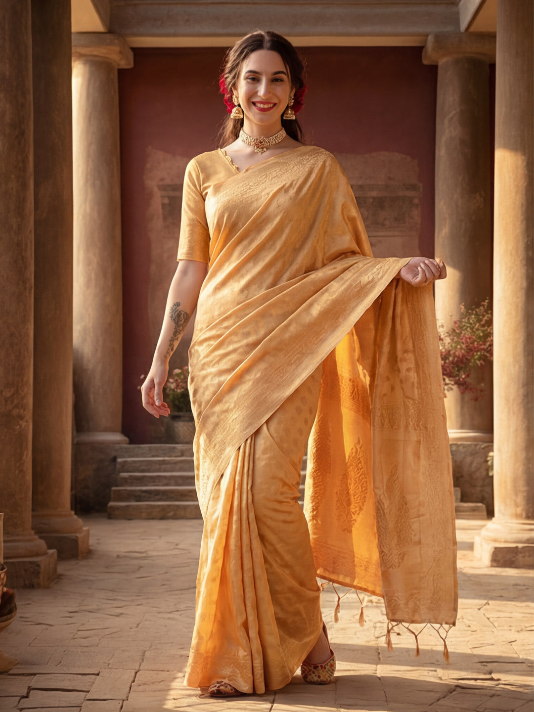 Heavy Banarasi Zari Woven Silk Blend Saree