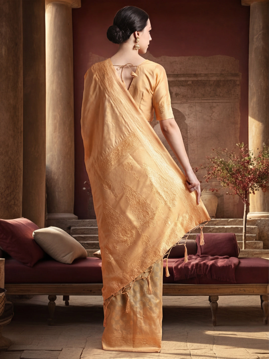 Heavy Banarasi Zari Woven Silk Blend Saree