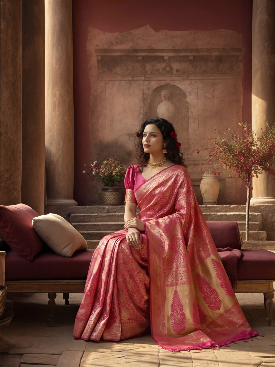 Silk Banarasi Zari Woven Heavy Red Saree