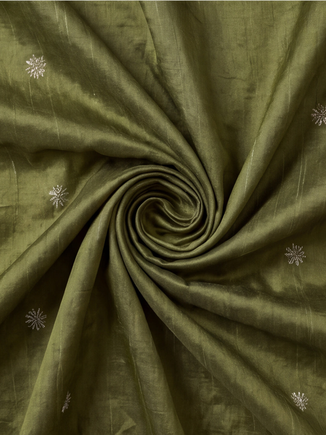 Women Olive Green Floral Woven Saree with Jacquard Border & Tassel Pallu