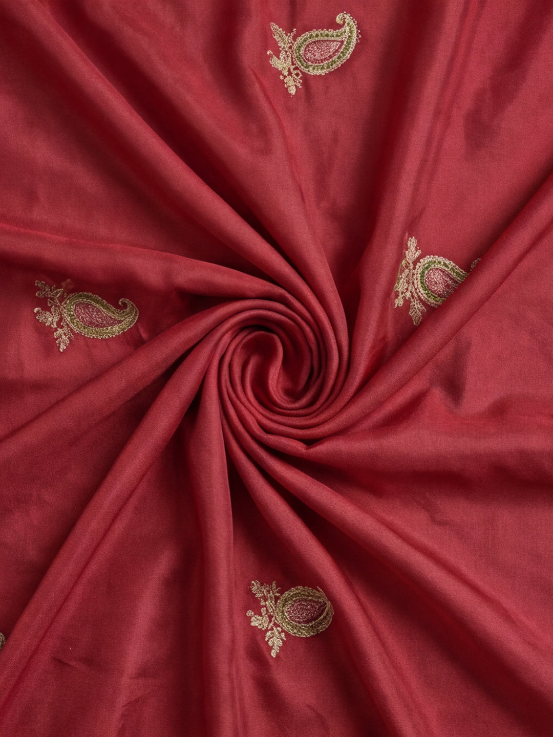 Peach Embroidered Saree with Paisley Motifs