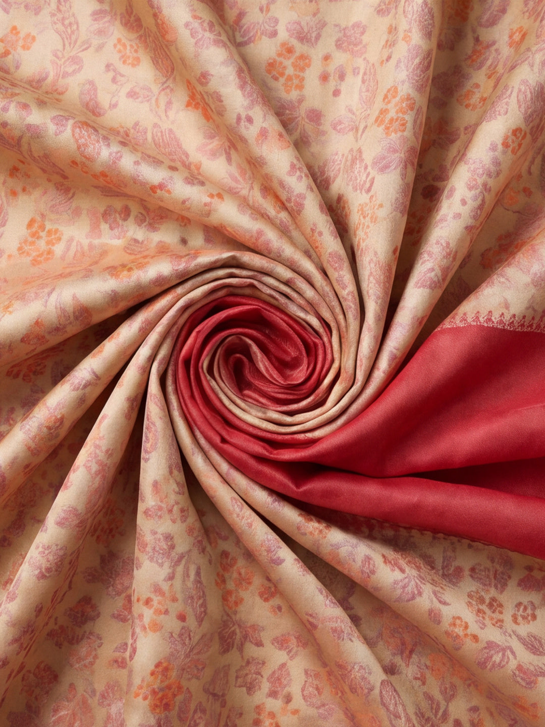 Women Cream & Coral Red Woven Banarasi Saree with Rich Jacquard Border