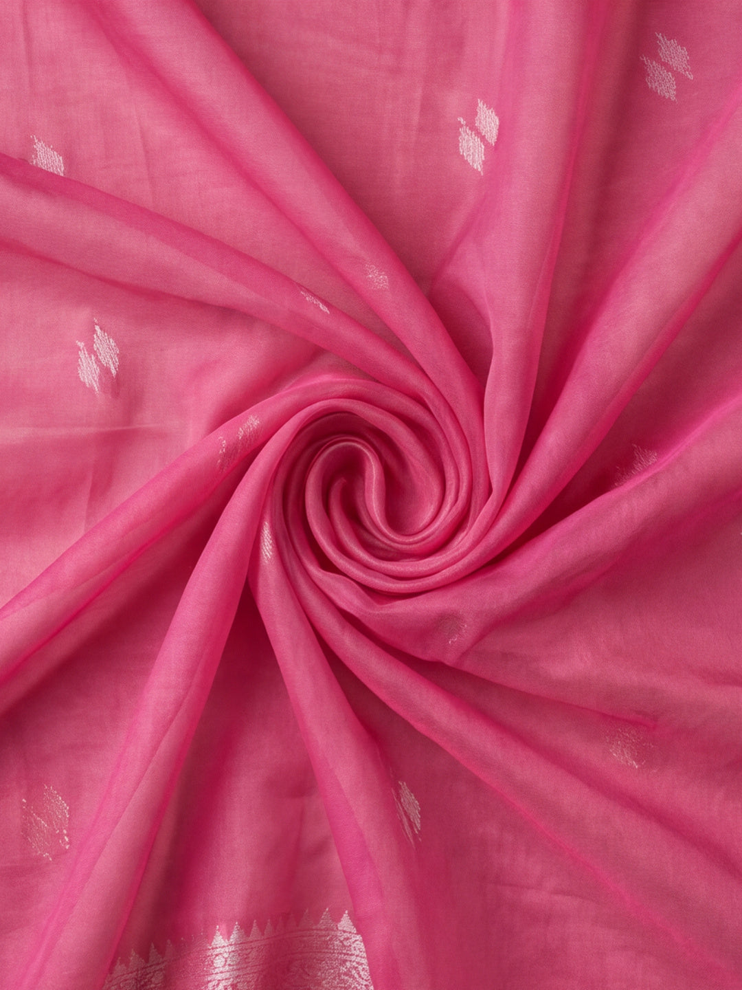 Women Fuchsia Pink Woven Saree with Zari Butti Work and Rich Tassel Pallu