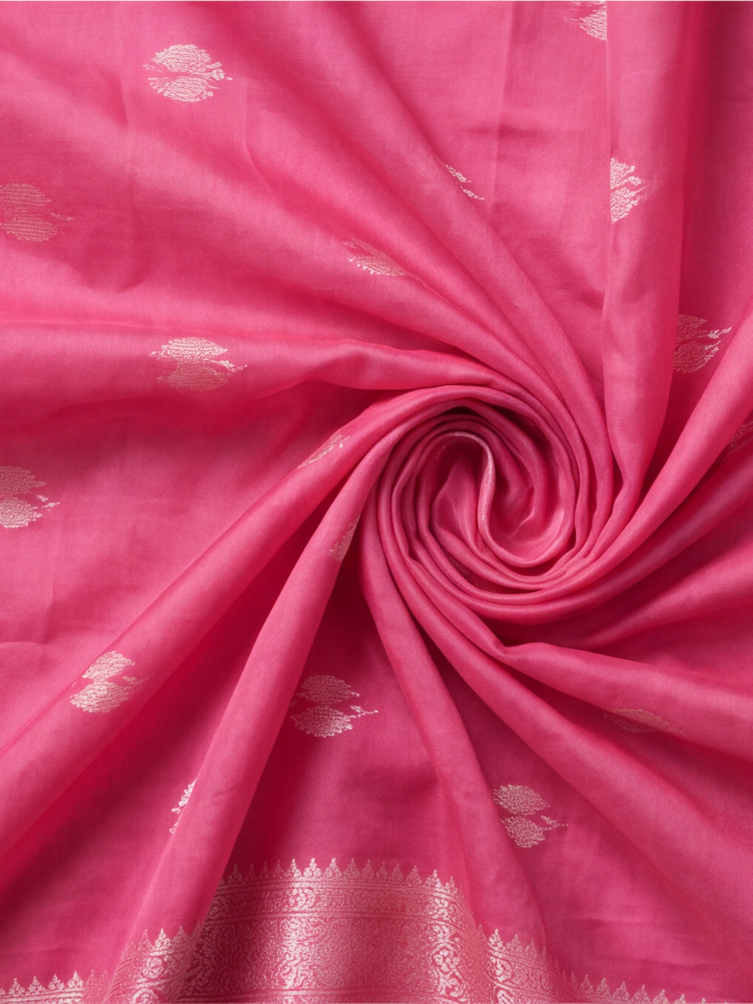 Women Fuchsia Pink Woven Saree with Zari Butti Work and Rich Tassel Pallu