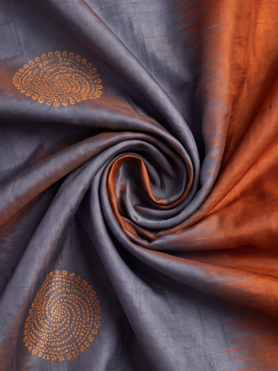 Women Rust Banarasi Jacquard Saree with Grey Zari Woven Border and Tassel Pallu
