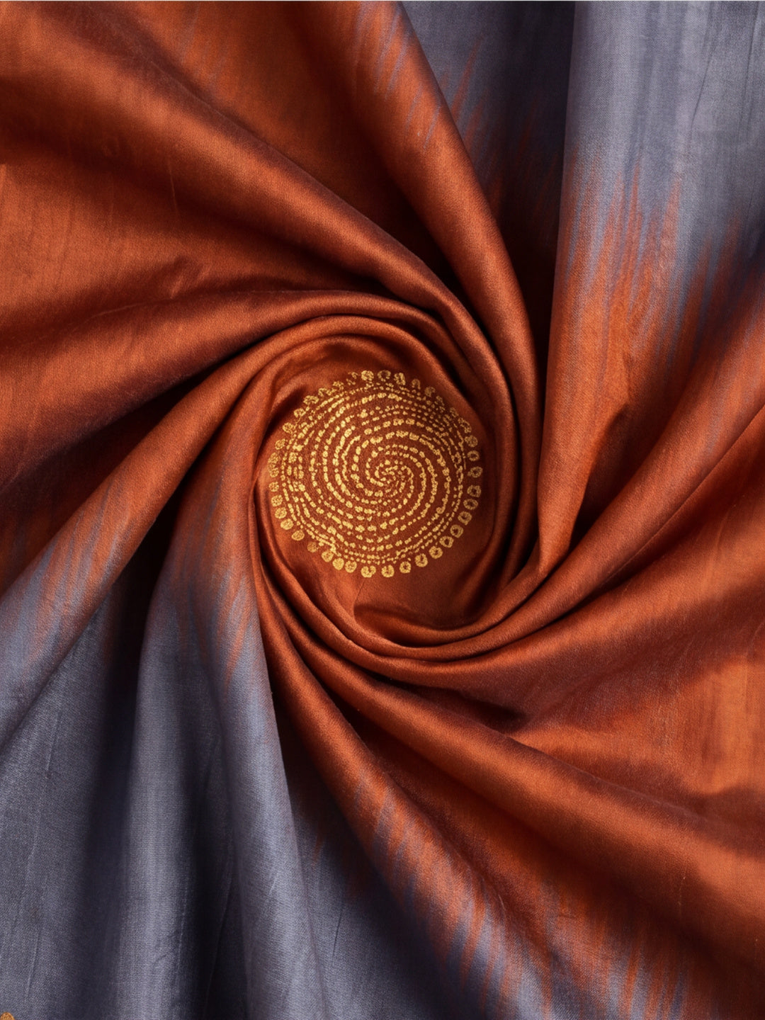 Women Rust Banarasi Jacquard Saree with Grey Zari Woven Border and Tassel Pallu