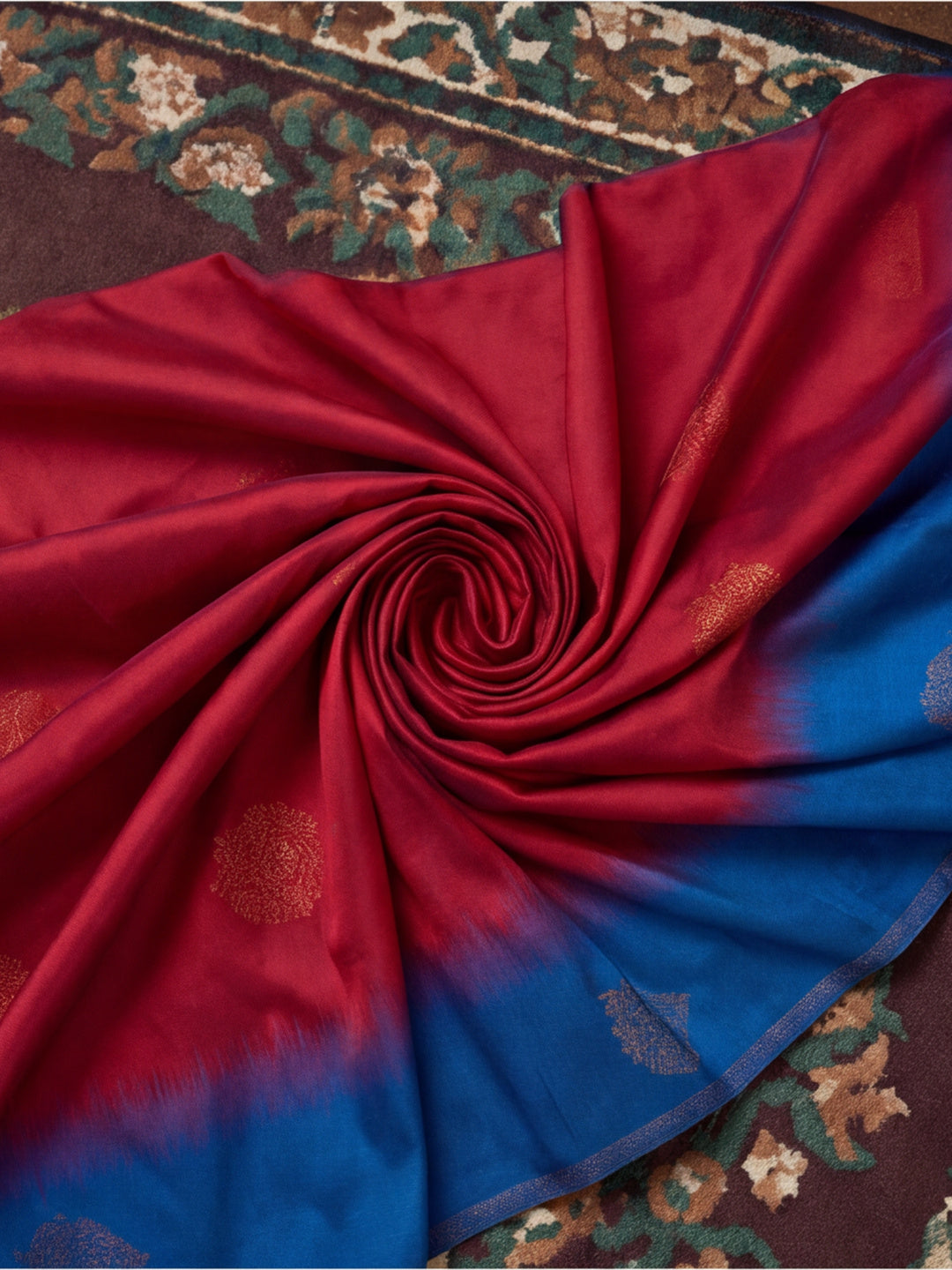 Women Pink & Royal Blue Banarasi Silk Blend Saree with Zari Butti Woven Pallu