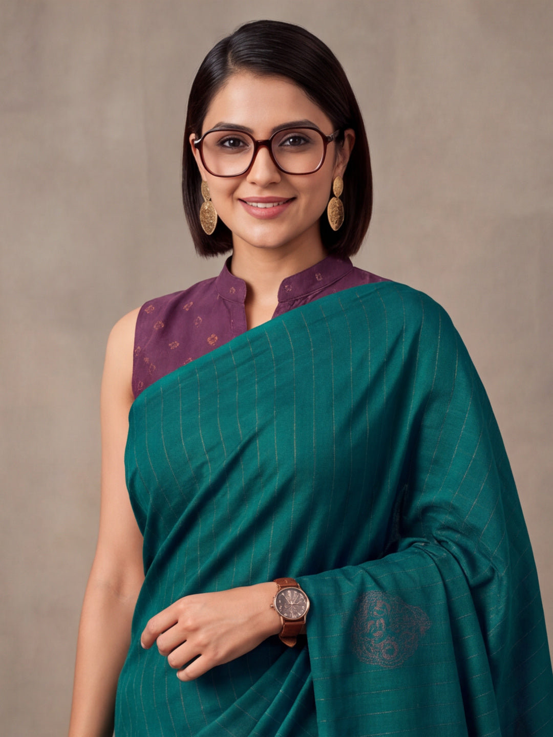 Women Green Banarasi Silk Blend Saree with Zari Butti Woven Pallu and Tassels