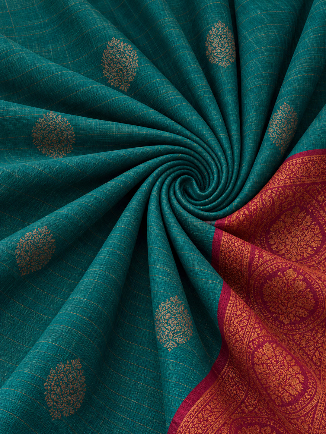 Women Green Banarasi Silk Blend Saree with Zari Butti Woven Pallu and Tassels