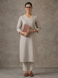 Cotton Lurex Stripes Kurta Set