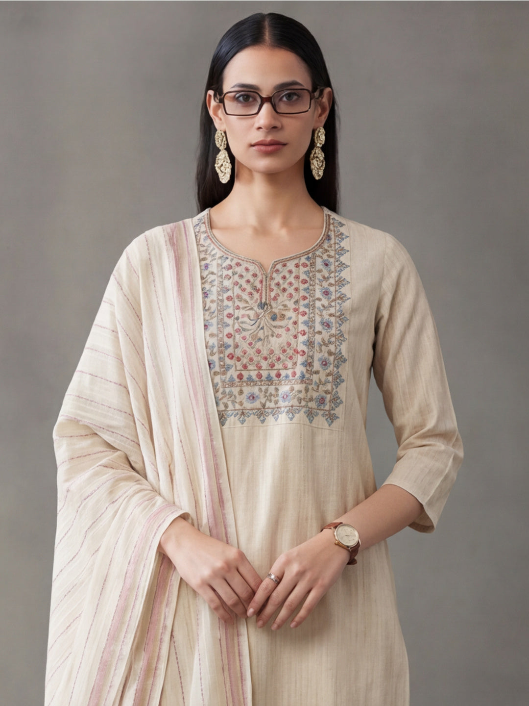 Solid Printed Straight Kurta & Trousers Sets