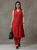Solid Straight silk blend Kurta & Trousers Sets