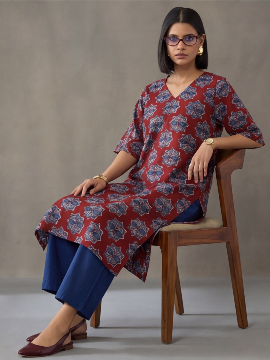Floral Printed Straight Kurta