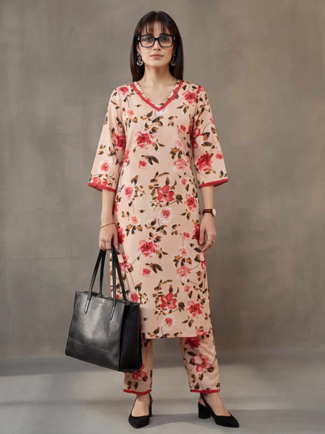 Floral Printed Straight Kurta With Pants