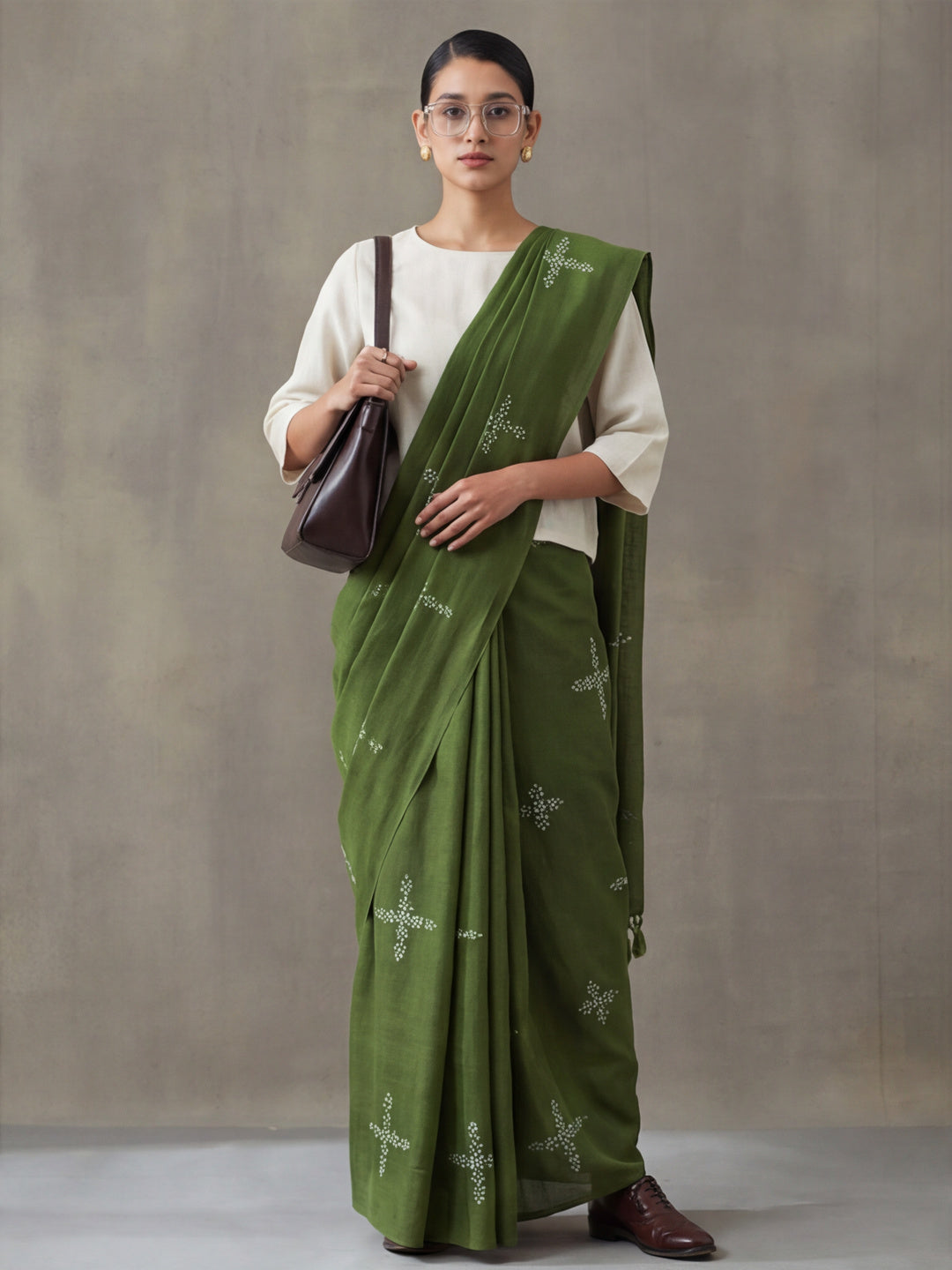 Floral Muslin Cotton Saree with Unstiched Blouse