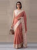 Jaipur Kurti Women Pink Digital Printed Saree With Tasselled Border