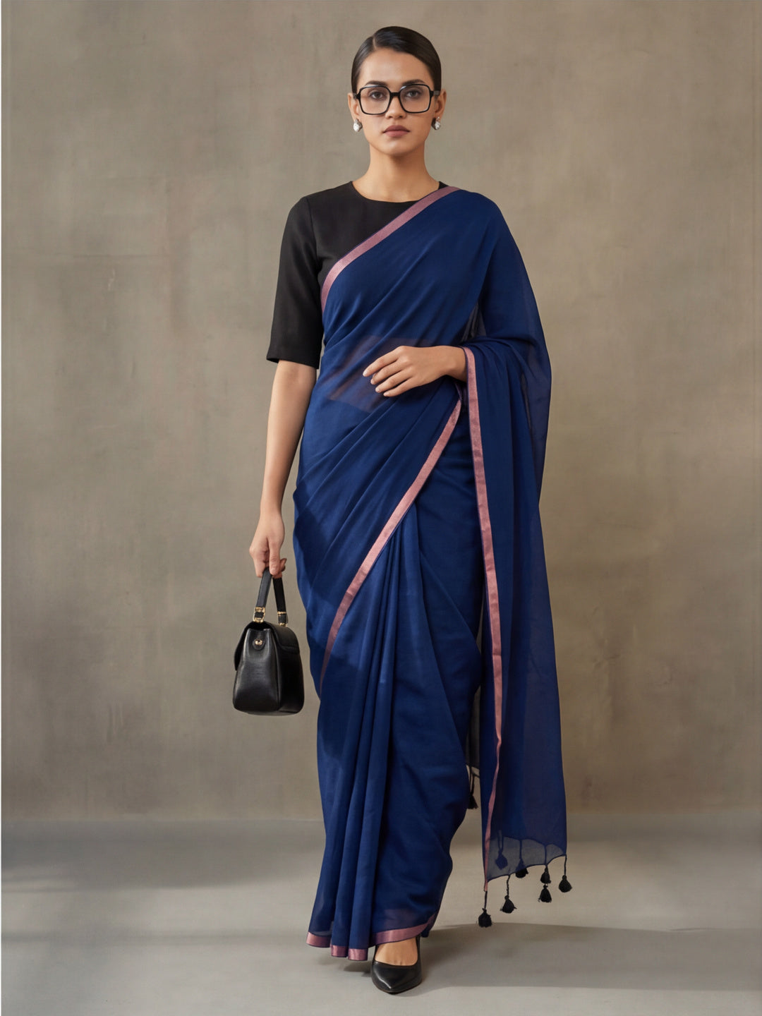 Solid Pure Cotton Saree with Unstiched Blouse