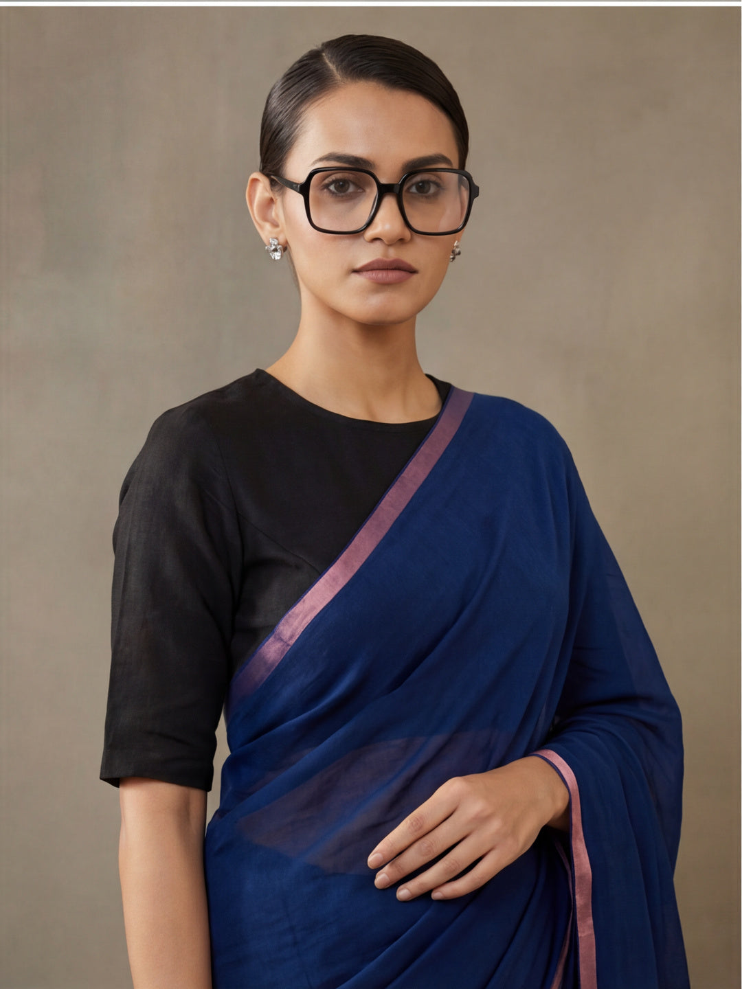 Solid Pure Cotton Saree with Unstiched Blouse