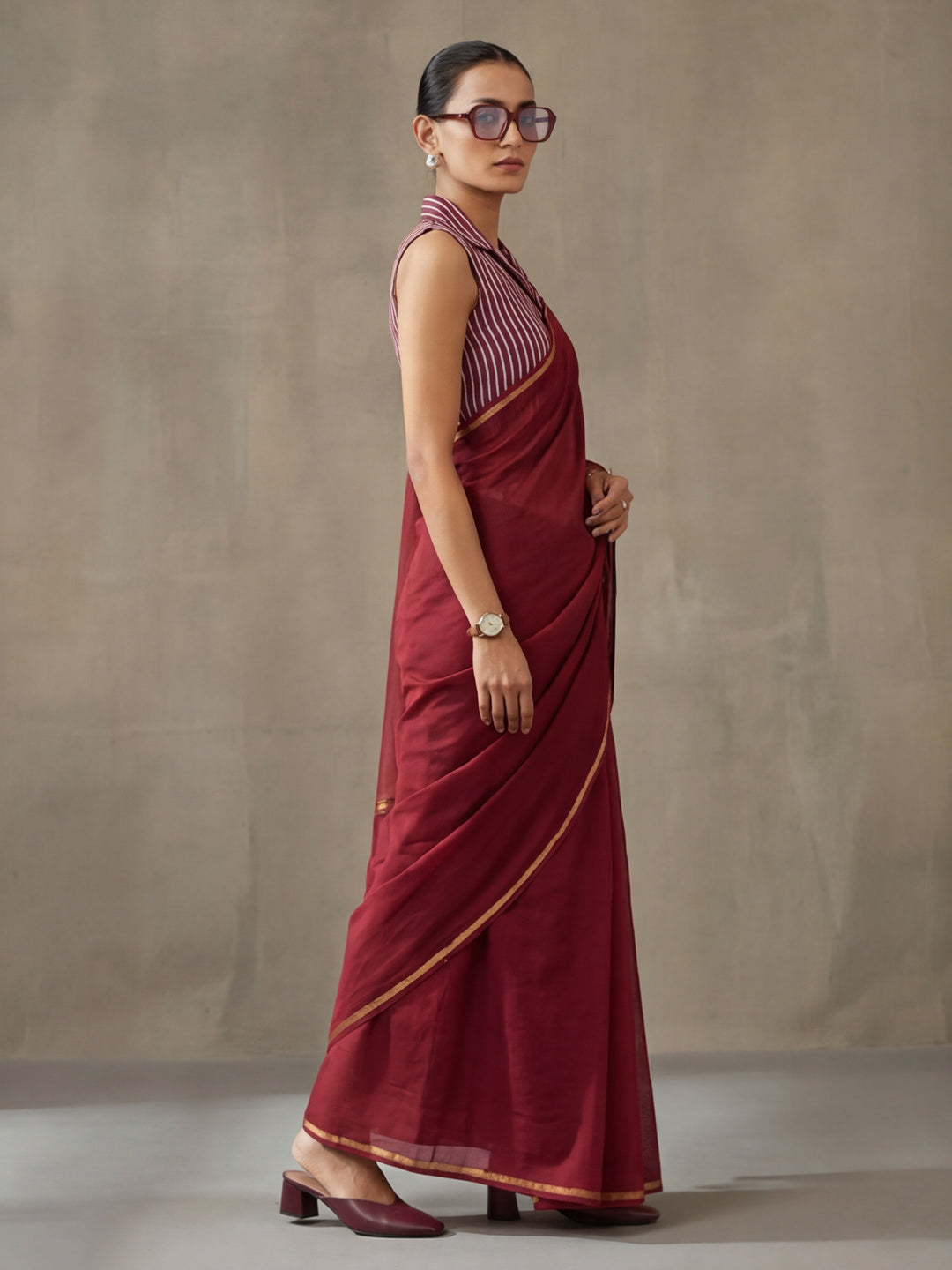 Solid Pure Cotton Saree with Unstiched Blouse