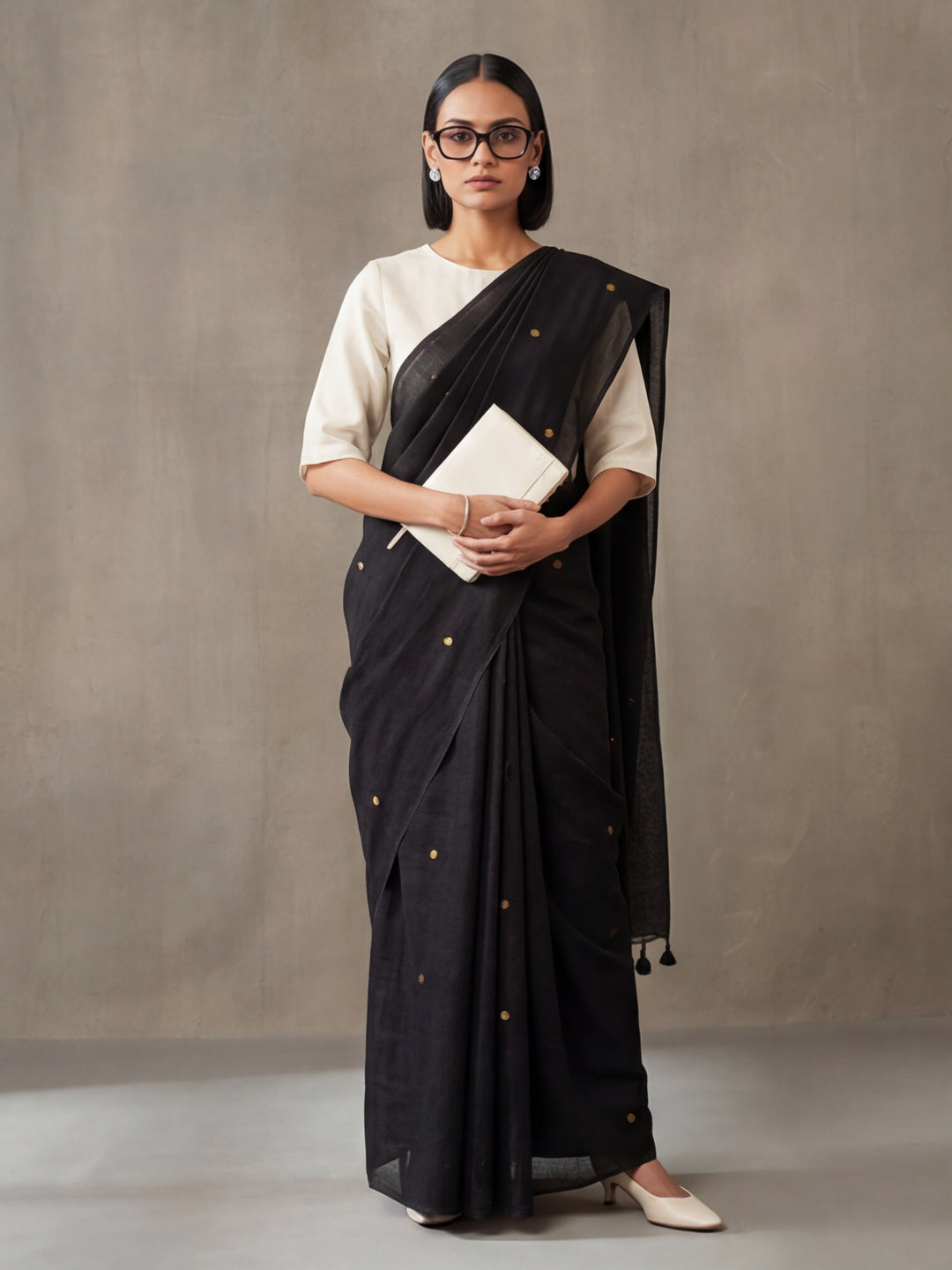 Solid Pure Cotton Saree with Unstiched Blouse