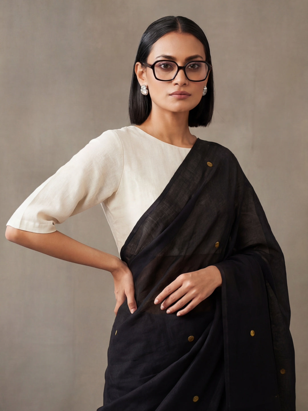 Solid Pure Cotton Saree with Unstiched Blouse