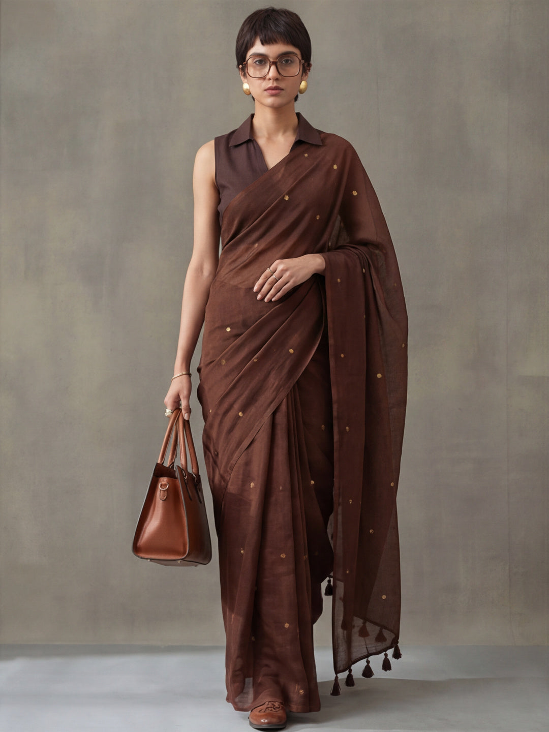 Solid Pure Cotton Saree with Unstiched Blouse
