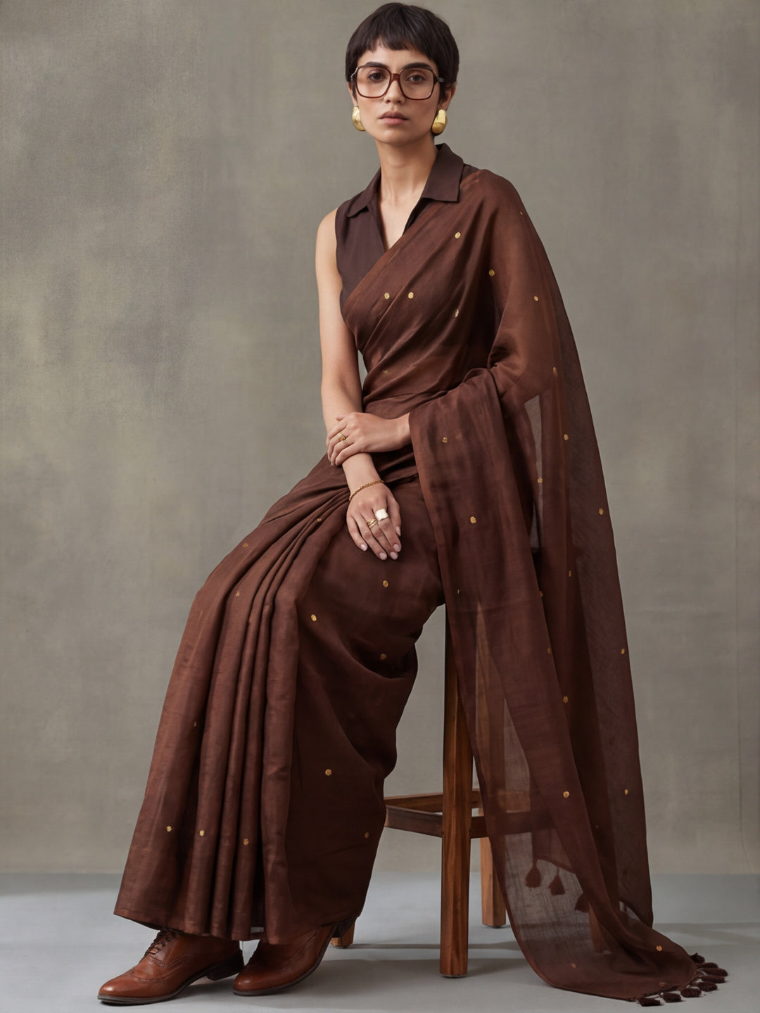 Solid Pure Cotton Saree with Unstiched Blouse