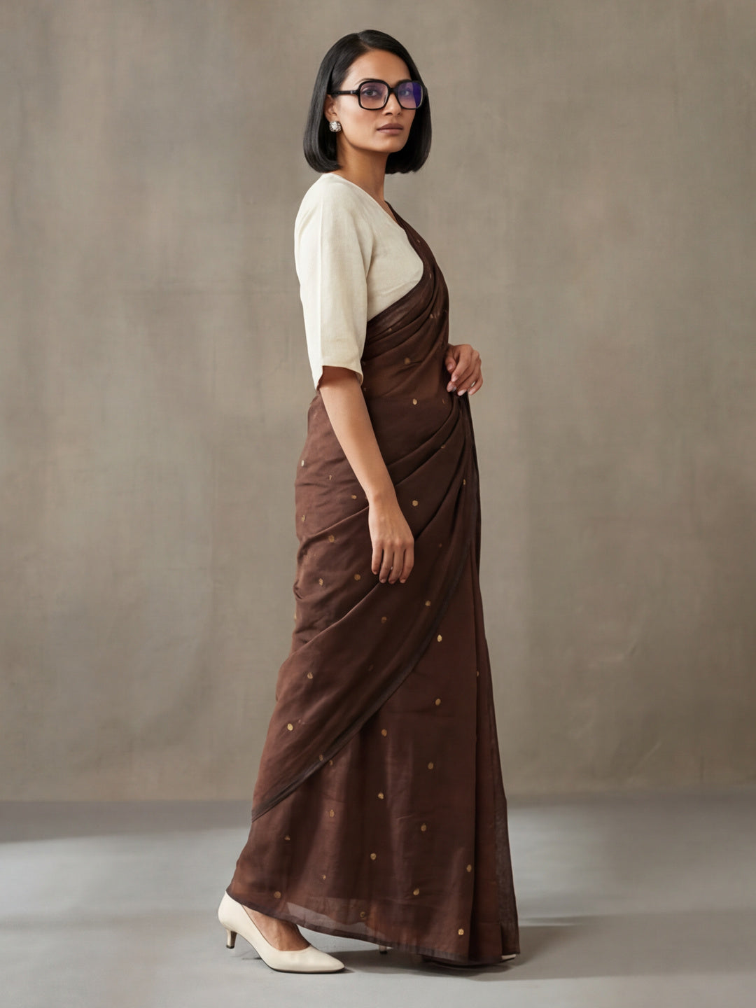 Solid Pure Cotton Saree with Unstiched Blouse
