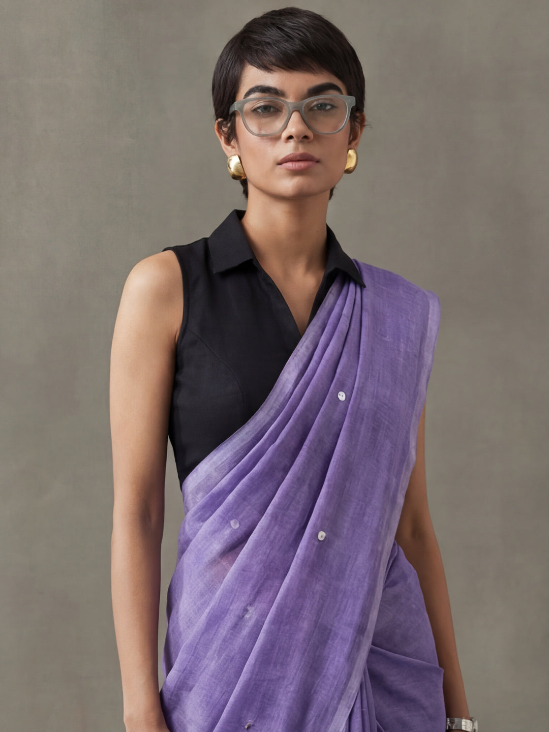 Solid Pure Cotton Saree with Unstiched Blouse