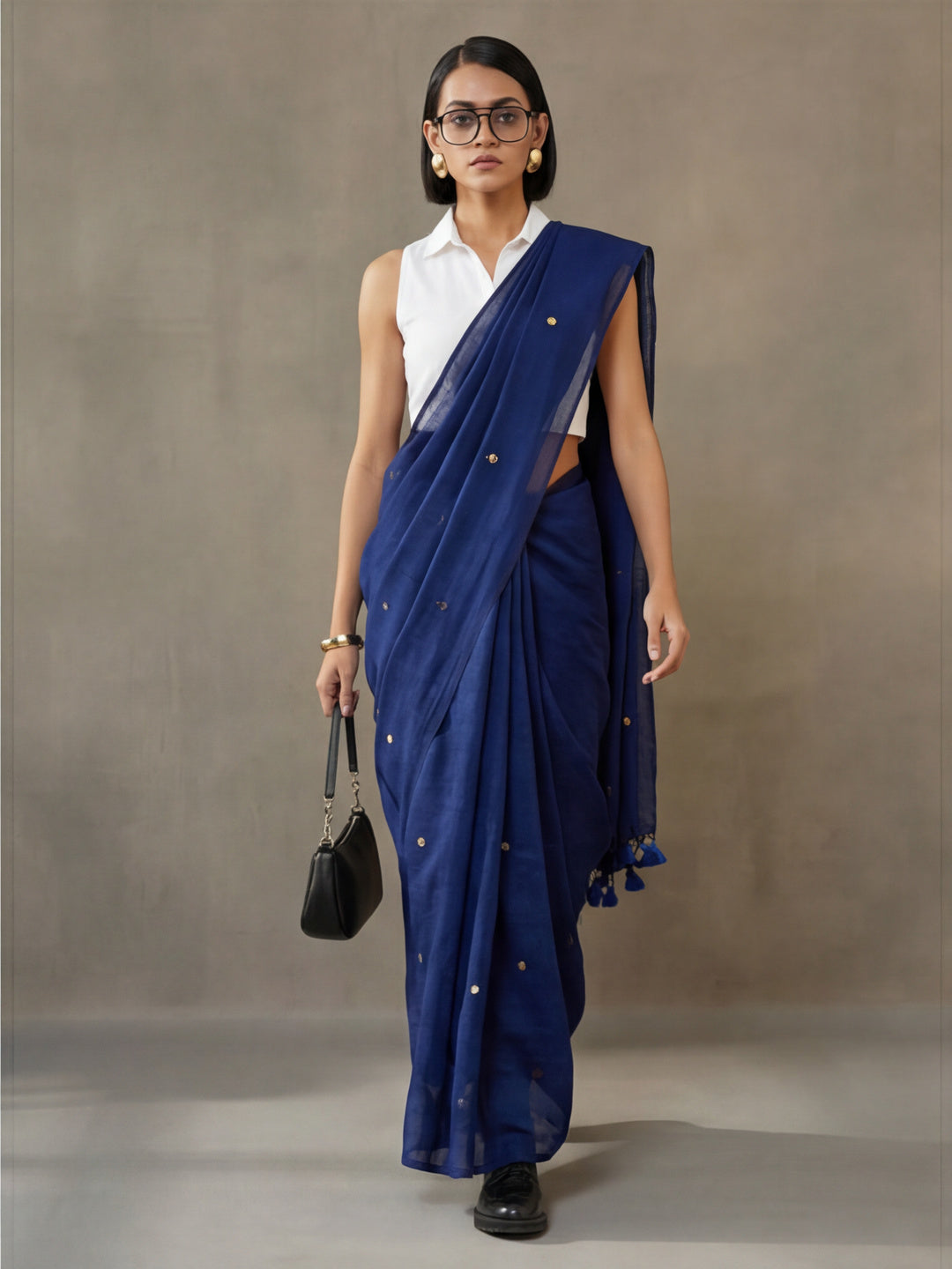 Solid Pure Cotton Saree with Unstiched Blouse