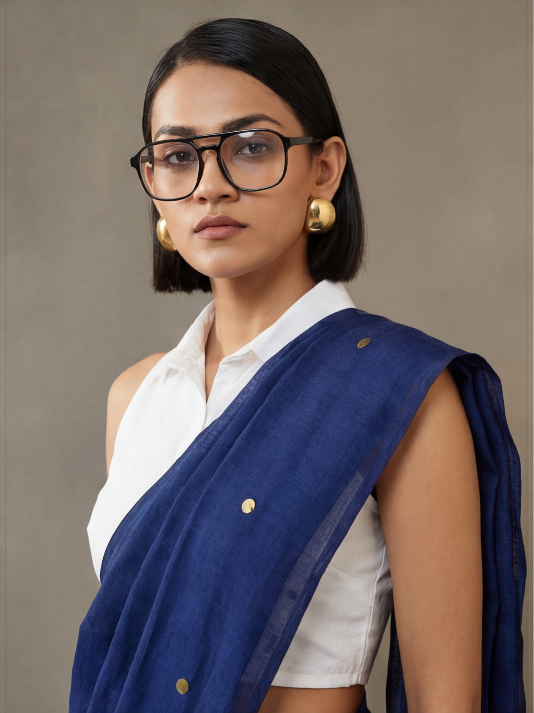 Solid Pure Cotton Saree with Unstiched Blouse