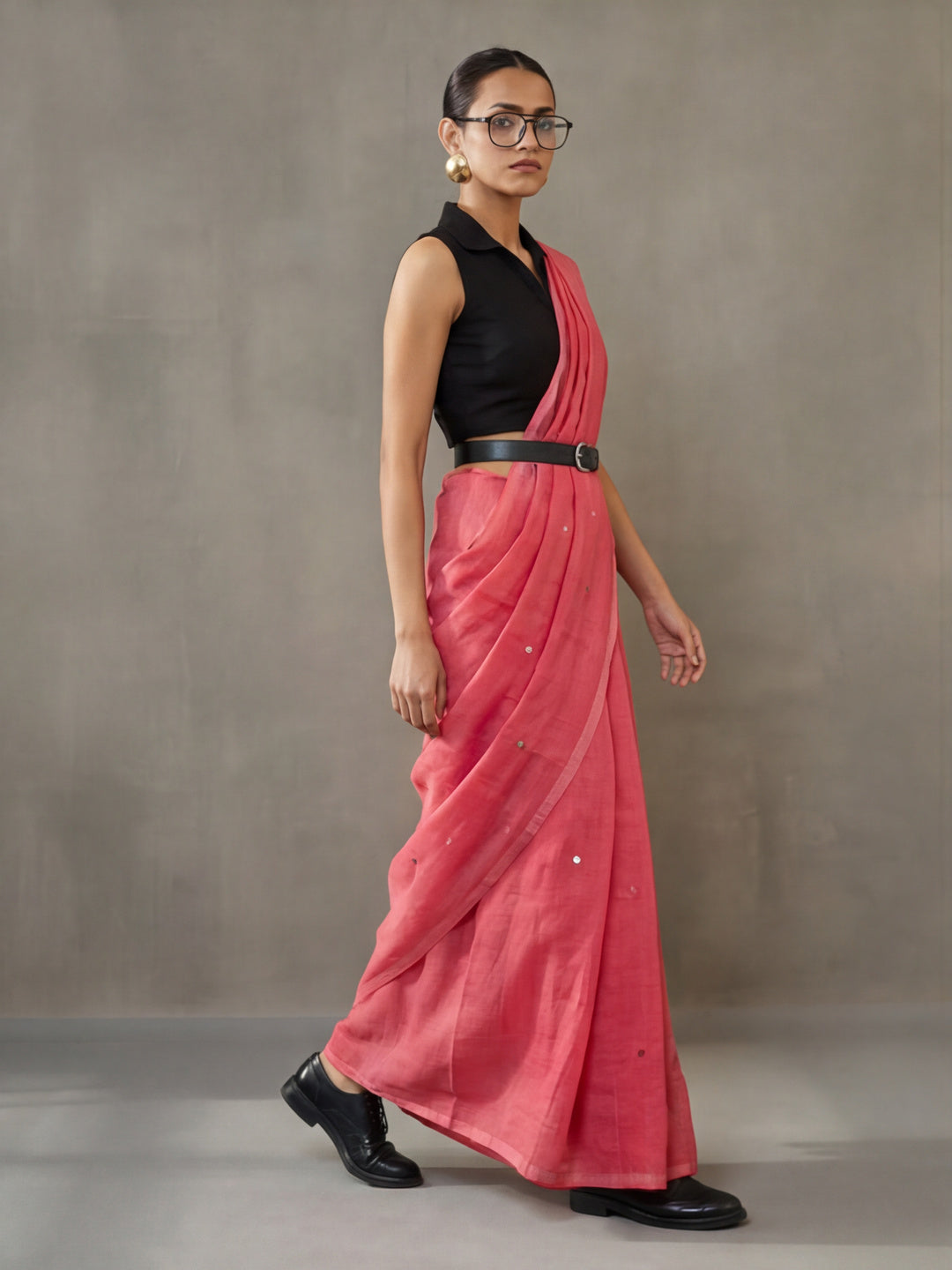 Solid Pure Cotton Saree with Unstiched Blouse