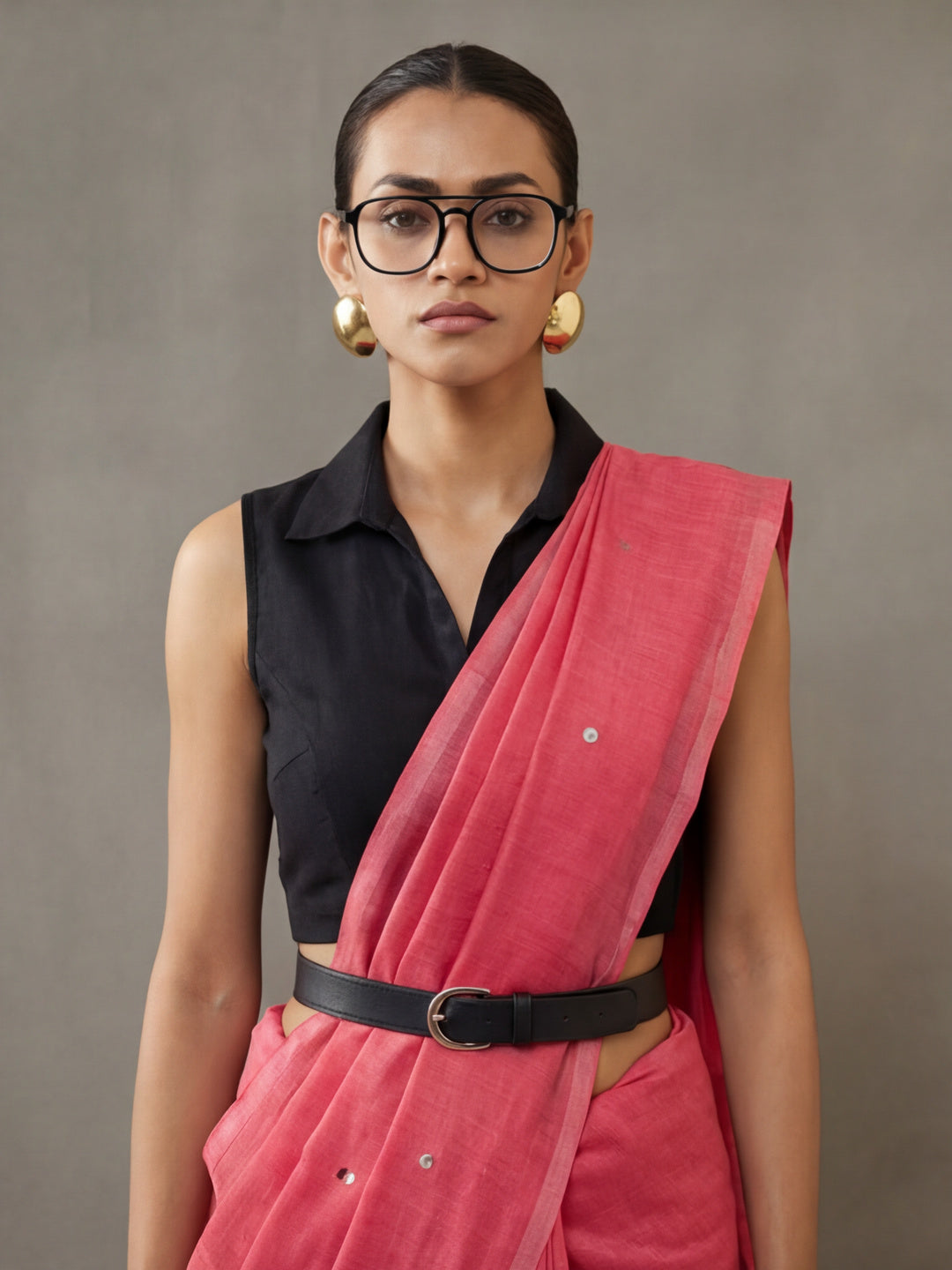 Solid Pure Cotton Saree with Unstiched Blouse