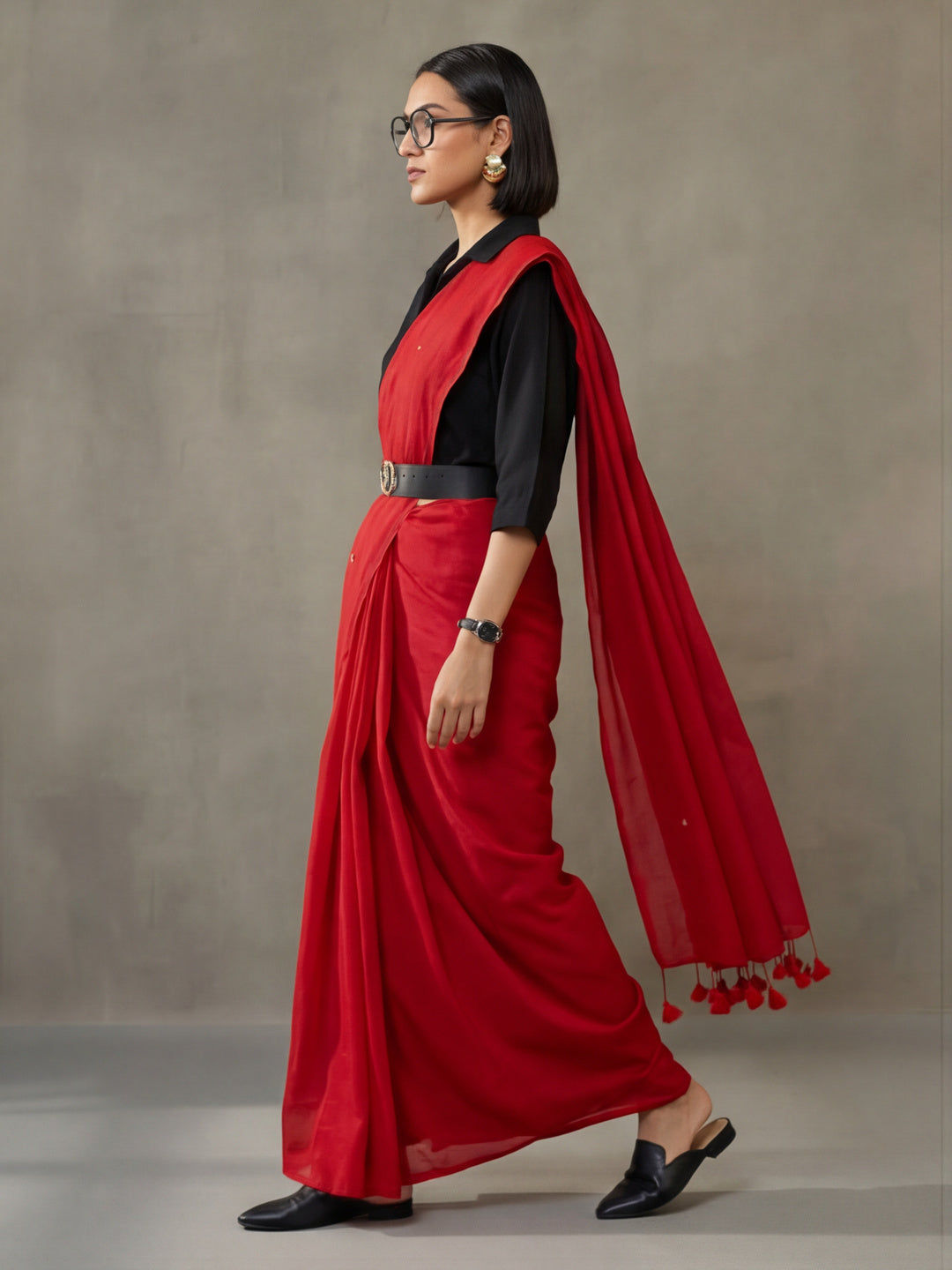Solid Pure Cotton Saree with Unstiched Blouse
