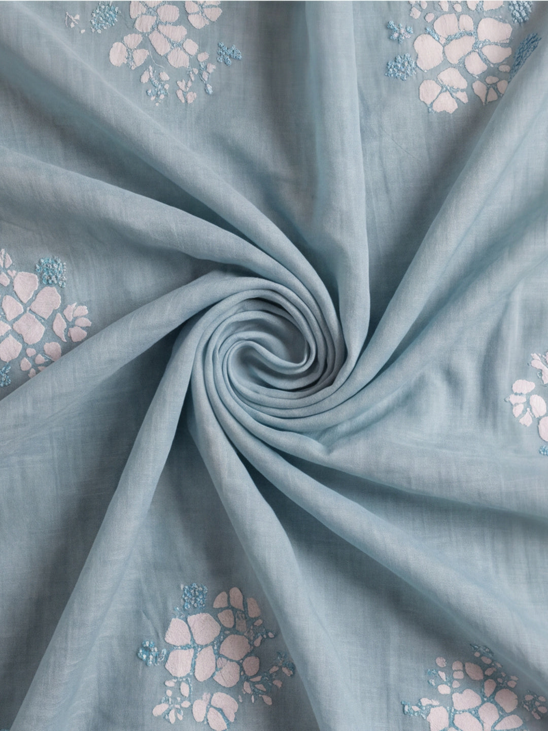 Digitally Printed Abstract & Floral Mul Cotton Saree with Contrast Blouse