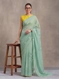Digitally Printed Abstract & Floral Mul Cotton Saree with Contrast Blouse