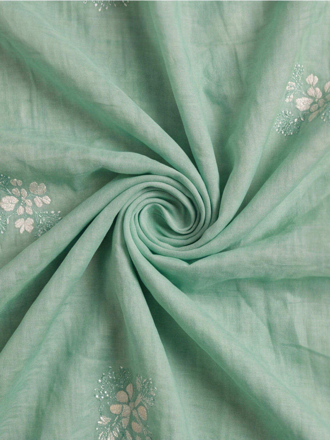 Digitally Printed Abstract & Floral Mul Cotton Saree with Contrast Blouse