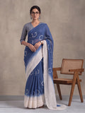 Digitally Printed Abstract & Floral Mul Cotton Saree with Contrast Blouse