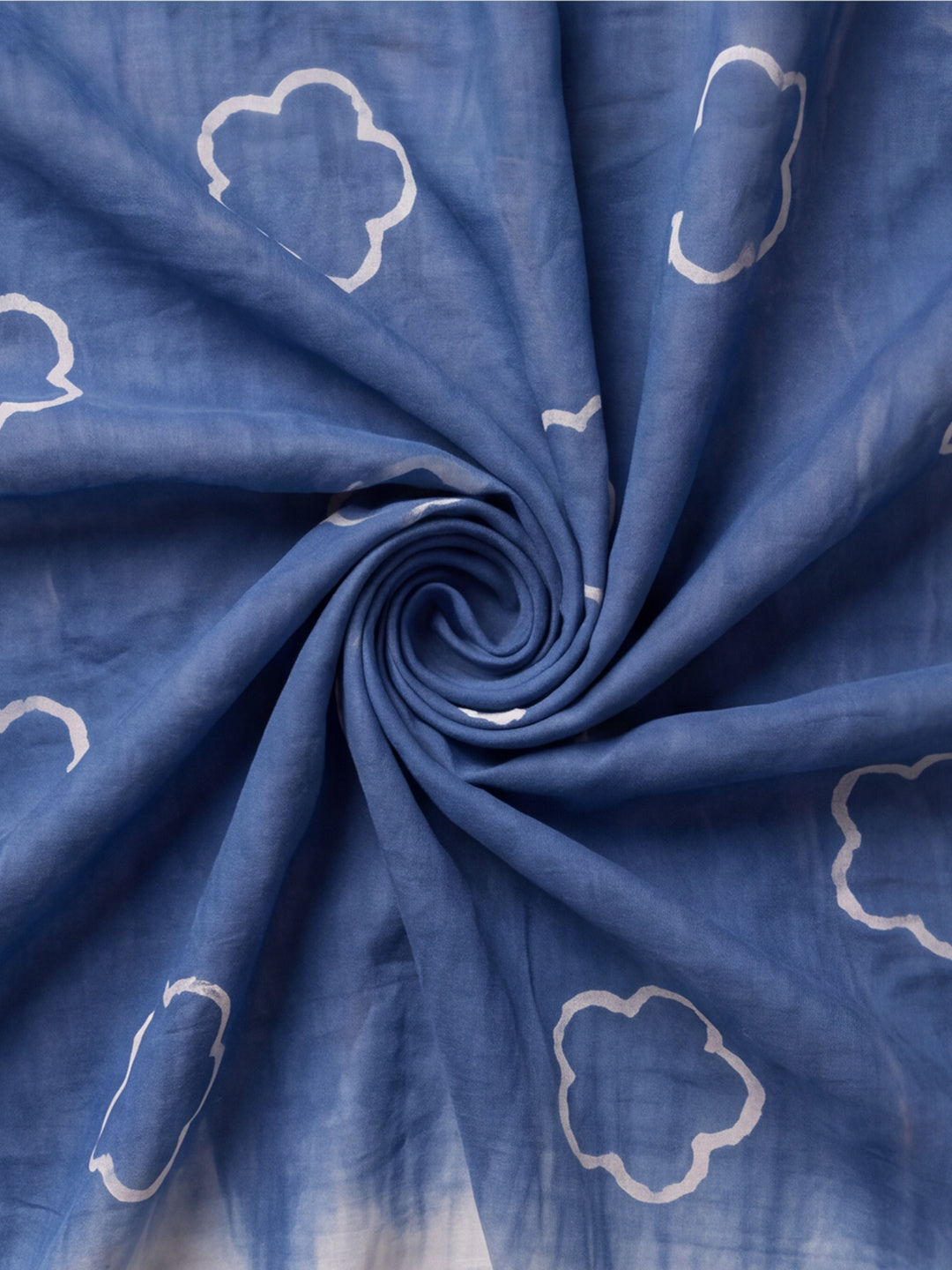 Digitally Printed Abstract & Floral Mul Cotton Saree with Contrast Blouse